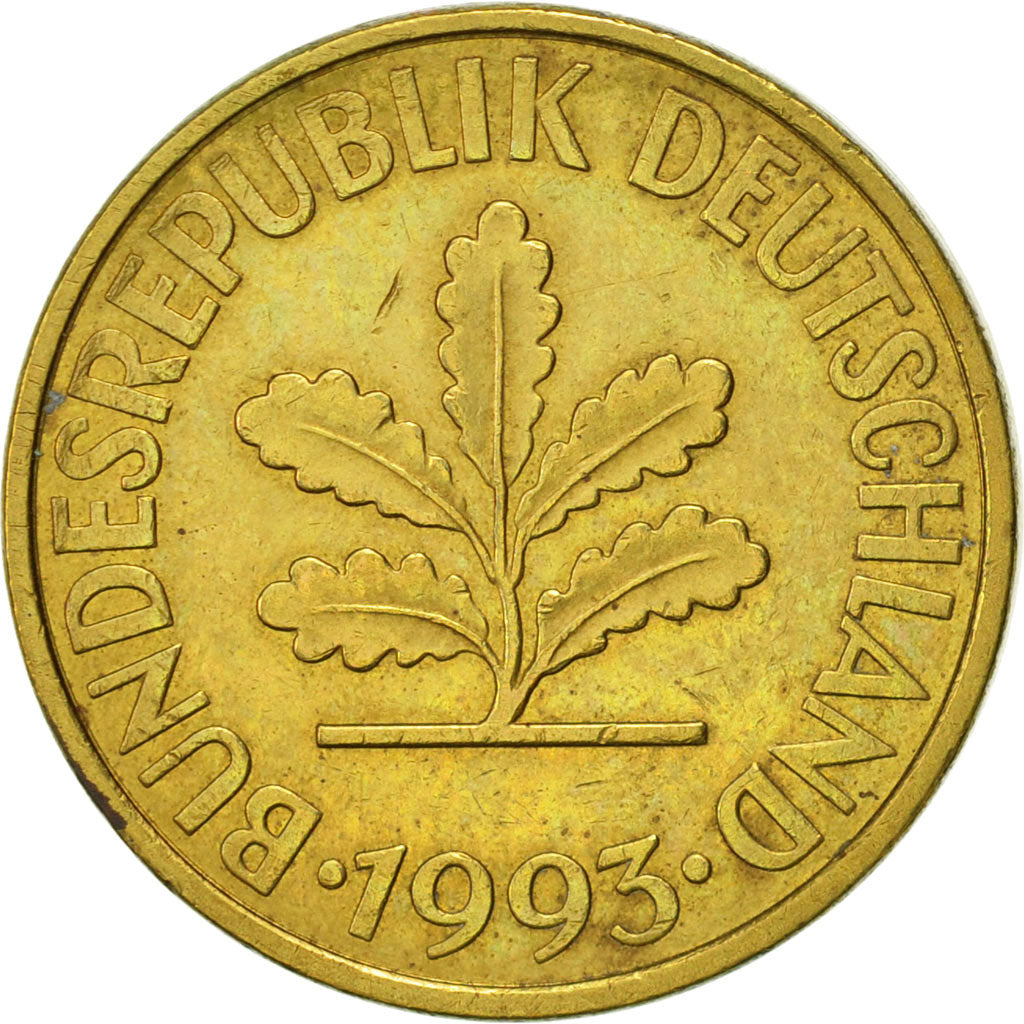 Coin, GERMANY - FEDERAL REPUBLIC, 10 Pfennig, 1993, Hambourg, AU(55-58), Brass
