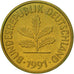 Coin, GERMANY - FEDERAL REPUBLIC, 5 Pfennig, 1991, Stuttgart, AU(55-58), Brass