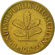 Coin, GERMANY - FEDERAL REPUBLIC, 5 Pfennig, 1967, Munich, AU(55-58), Brass Clad