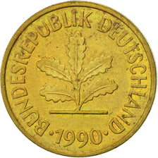 Coin, GERMANY - FEDERAL REPUBLIC, 5 Pfennig, 1990, Hambourg, AU(55-58), Brass