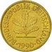 Coin, GERMANY - FEDERAL REPUBLIC, 5 Pfennig, 1990, Hambourg, AU(55-58), Brass