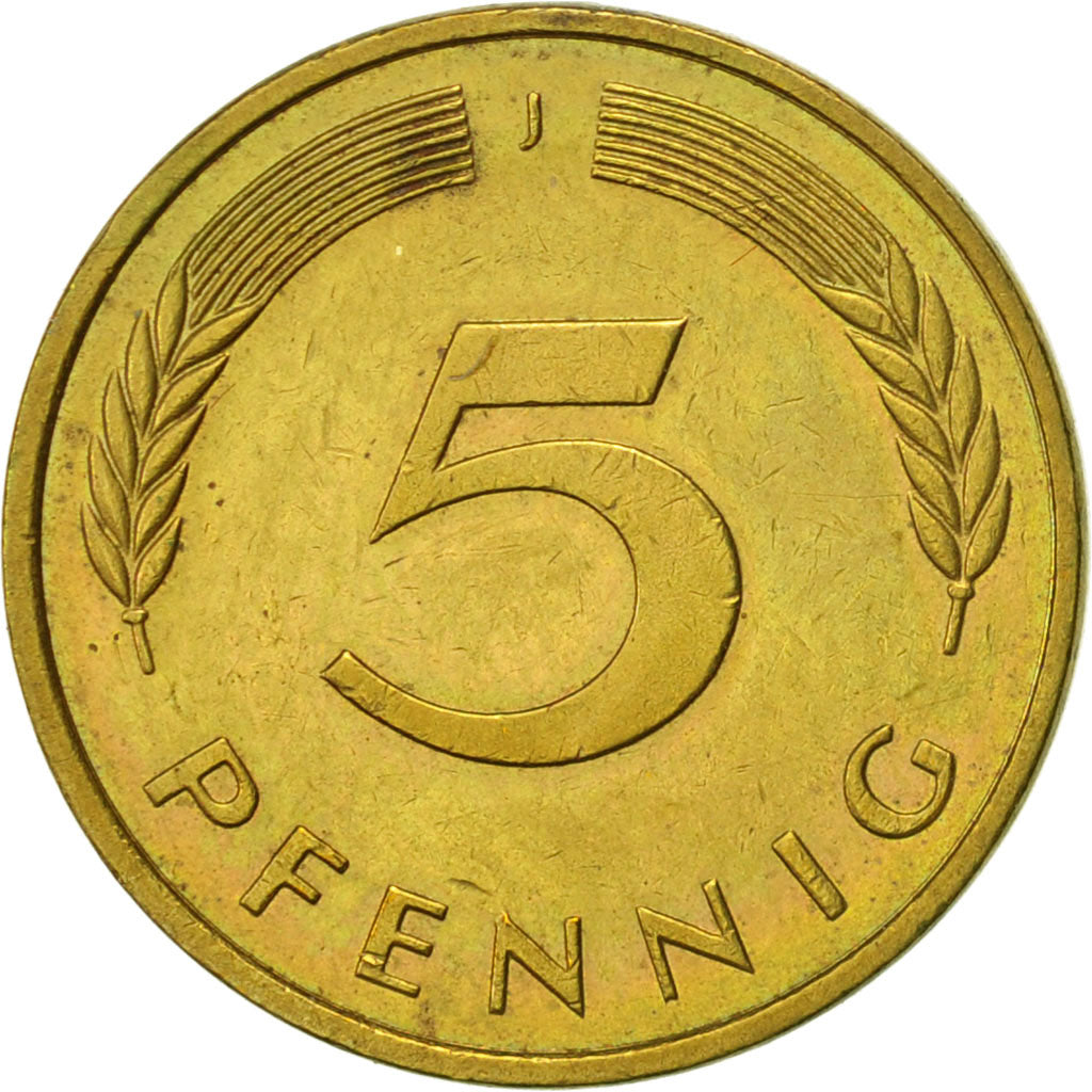 Coin, GERMANY - FEDERAL REPUBLIC, 5 Pfennig, 1990, Hambourg, AU(55-58), Brass