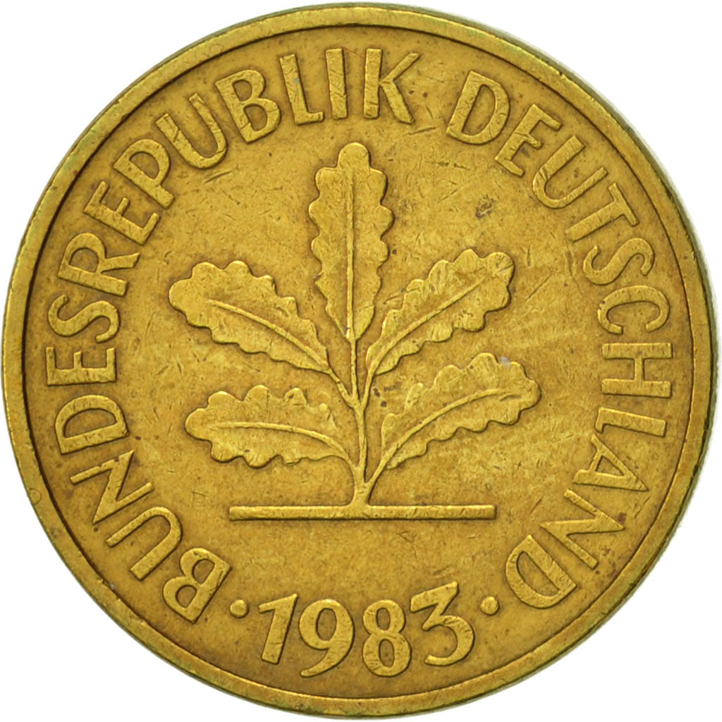 Coin, GERMANY - FEDERAL REPUBLIC, 5 Pfennig, 1983, Munich, AU(55-58), Brass Clad