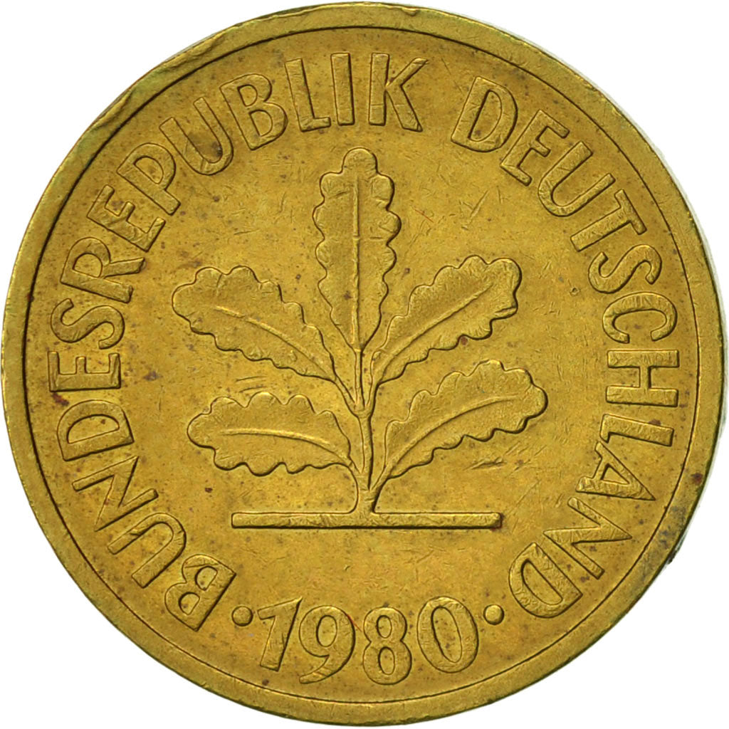 Munten, Federale Duitse Republiek, 5 Pfennig, 1980, Munich, PR, Brass Clad