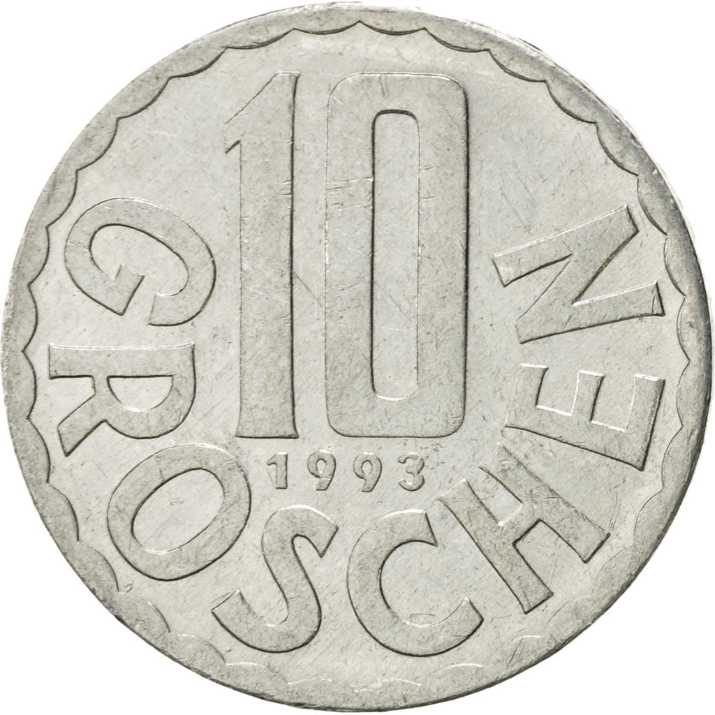 Coin, Austria, 10 Groschen, 1993, Vienna, AU(55-58), Aluminum, KM:2878
