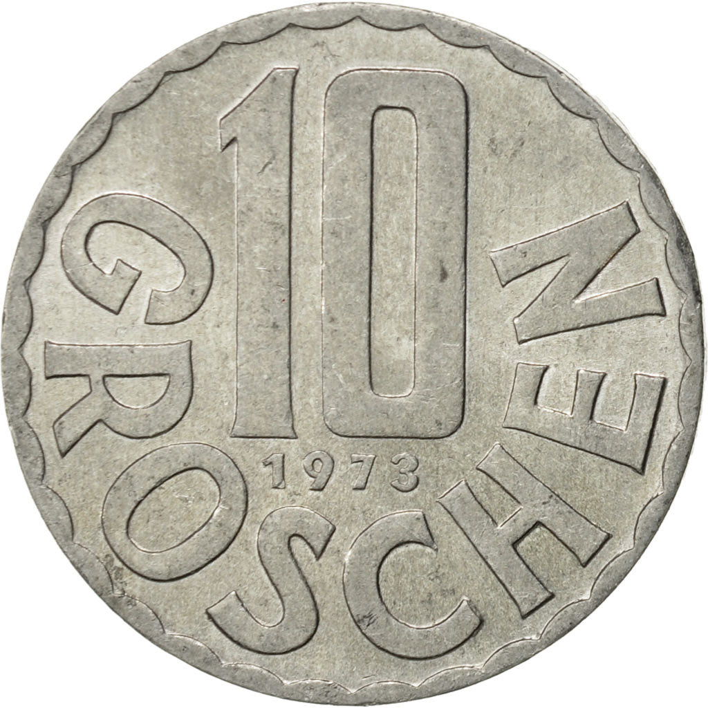 Coin, Austria, 10 Groschen, 1973, Vienna, AU(55-58), Aluminum, KM:2878