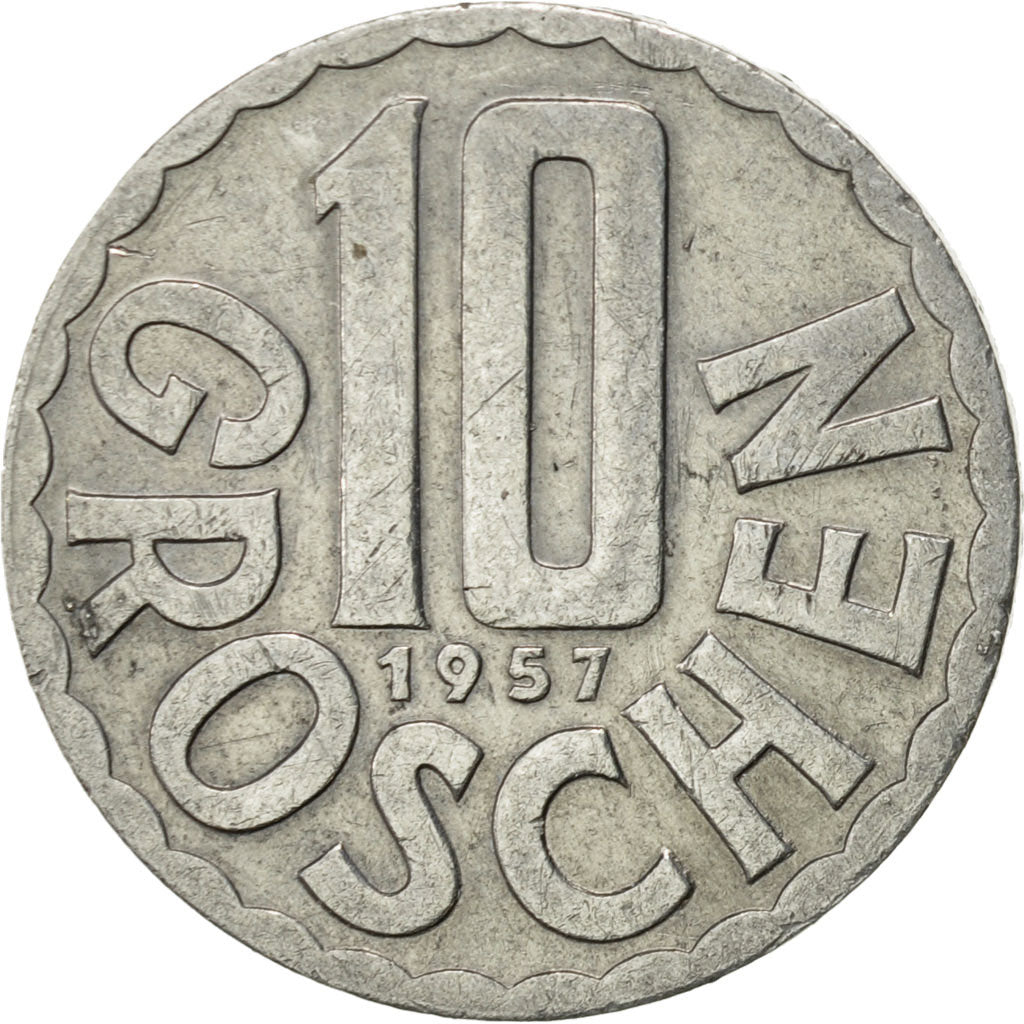 Coin, Austria, 10 Groschen, 1957, Vienna, AU(55-58), Aluminum, KM:2878