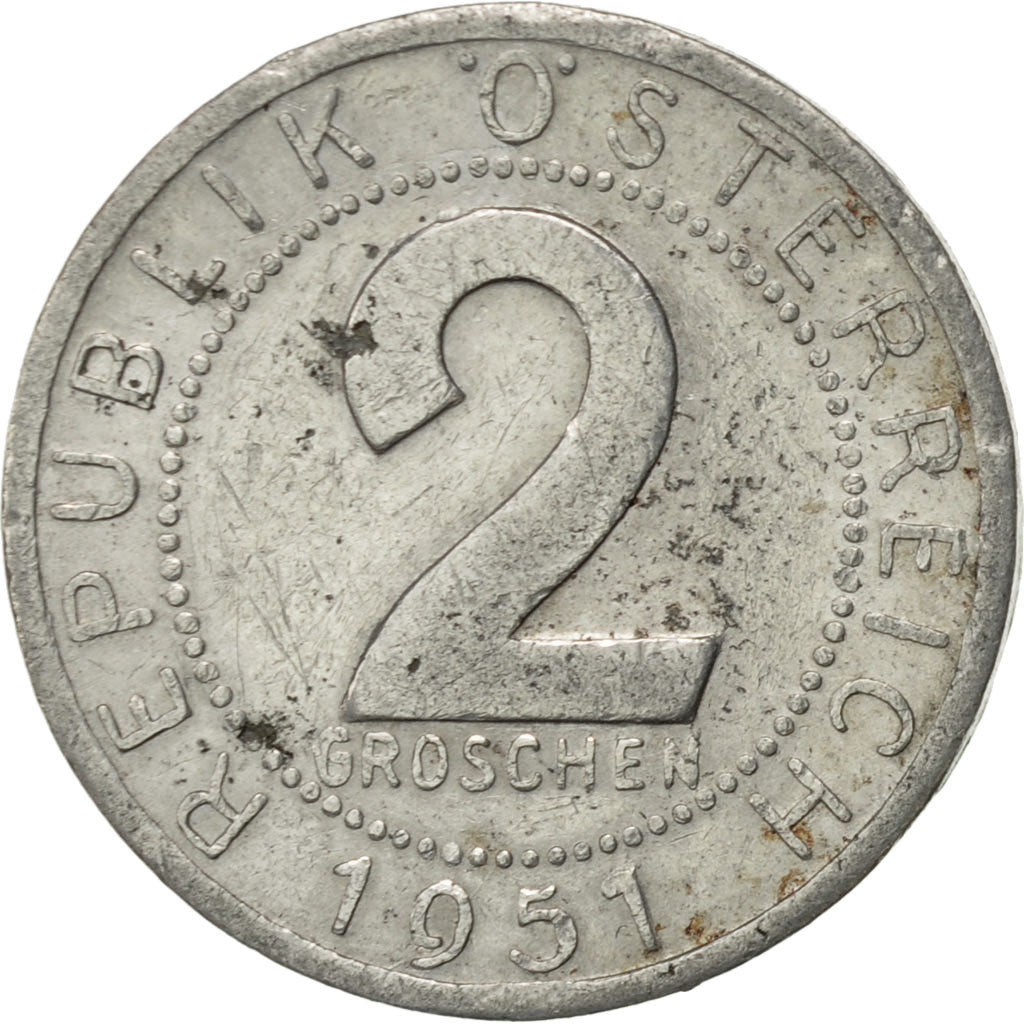 Coin, Austria, 2 Groschen, 1951, AU(55-58), Aluminum, KM:2876
