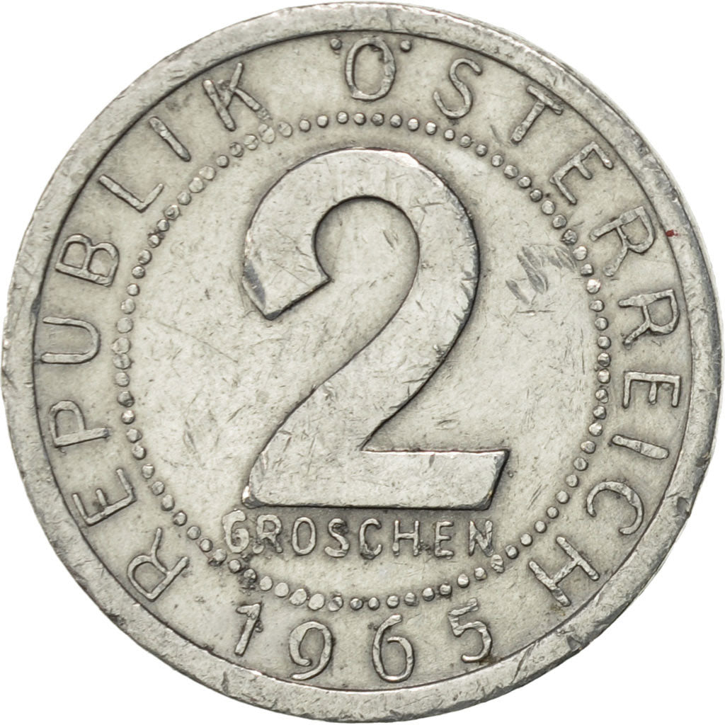 Coin, Austria, 2 Groschen, 1965, AU(55-58), Aluminum, KM:2876