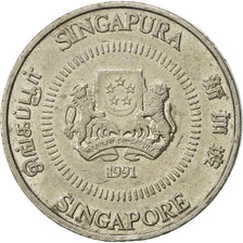Coin, Singapore, 50 Cents, 1991, British Royal Mint, AU(55-58), Copper-nickel