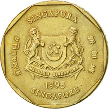 Coin, Singapore, Dollar, 1995, Singapore Mint, AU(55-58), Aluminum-Bronze