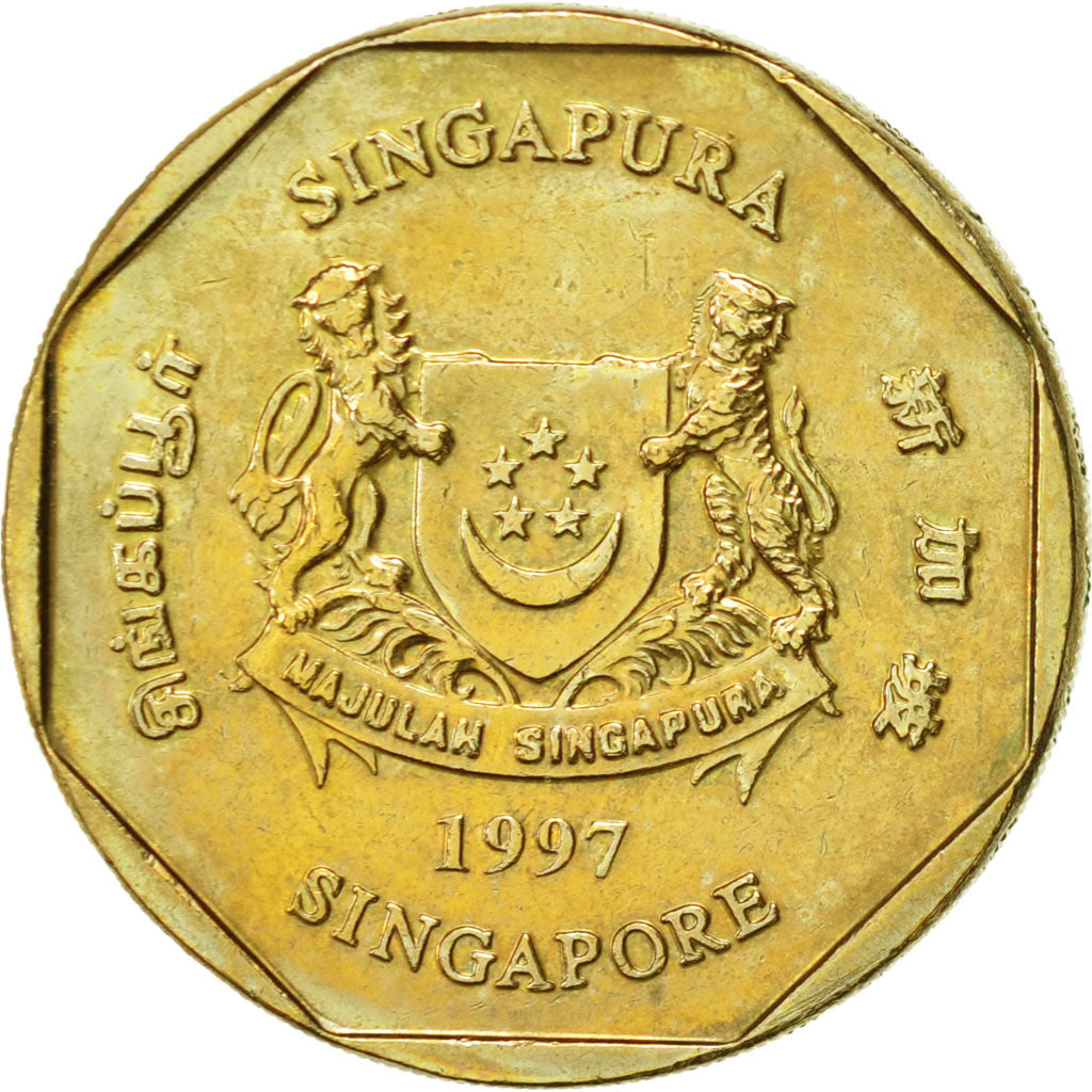 Singapore, Dollar, 1997, Singapore Mint, AU(55-58), Aluminum-Bronze, KM:103
