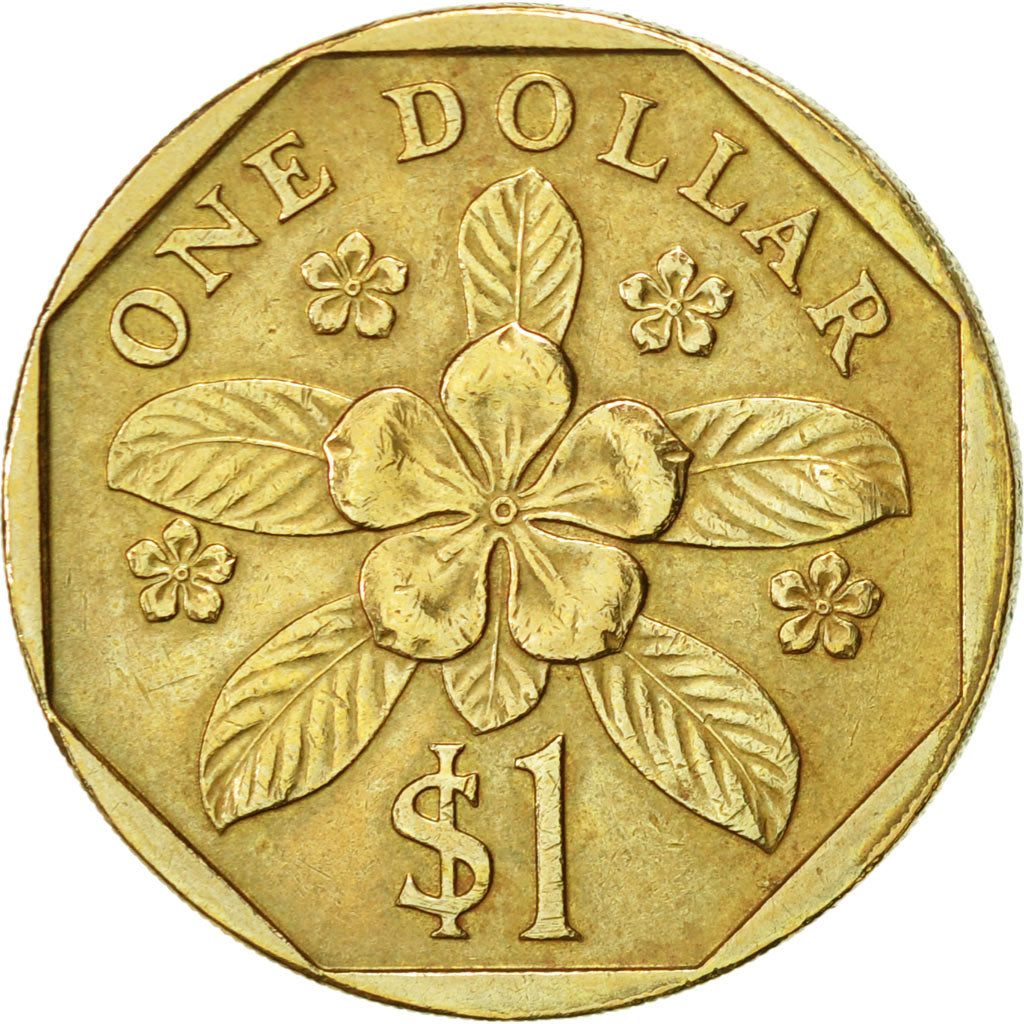 Singapore, Dollar, 1990, British Royal Mint, AU(55-58), Aluminum-Bronze, KM:54b