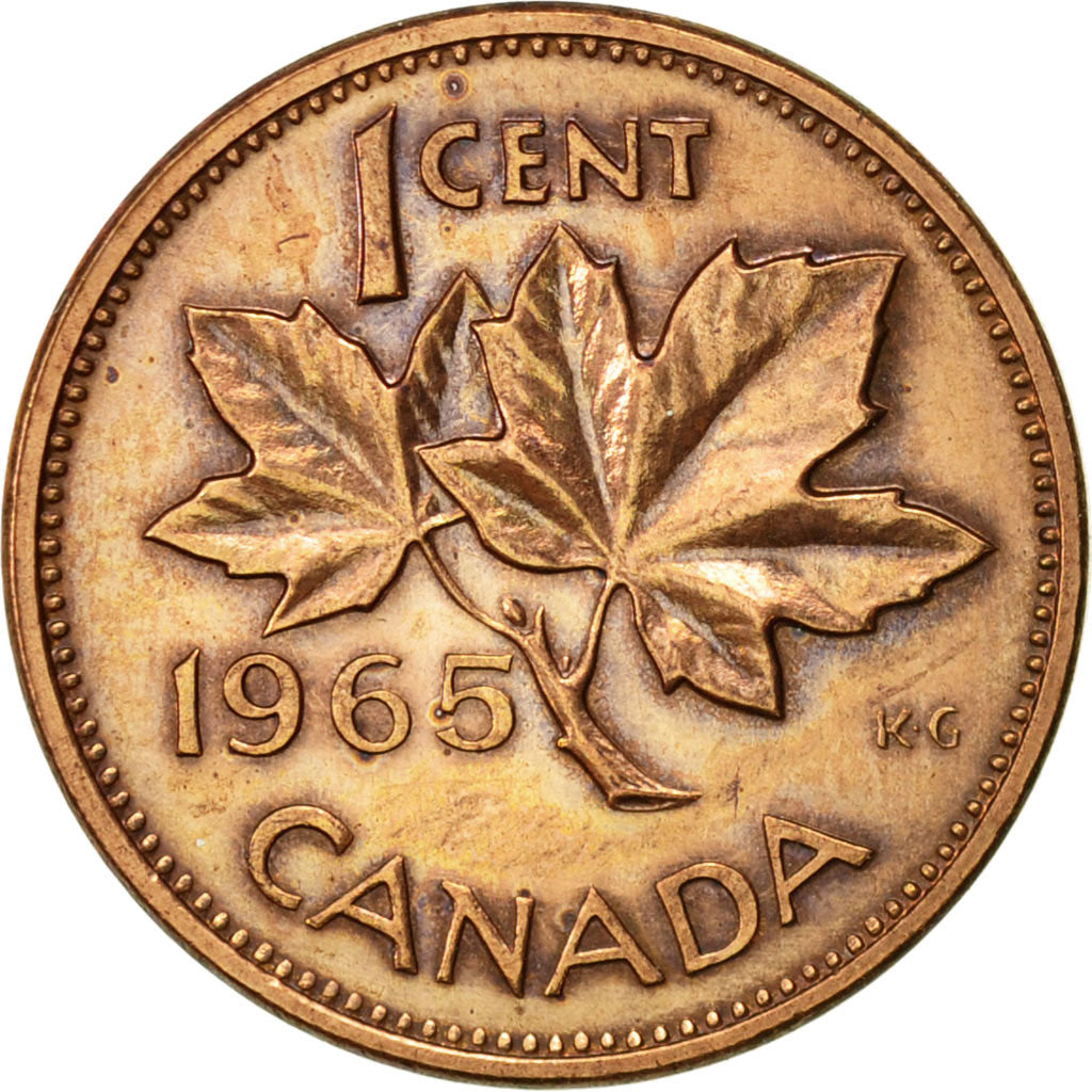 Coin, Canada, Elizabeth II, Cent, 1965, Royal Canadian Mint, Ottawa, AU(50-53)