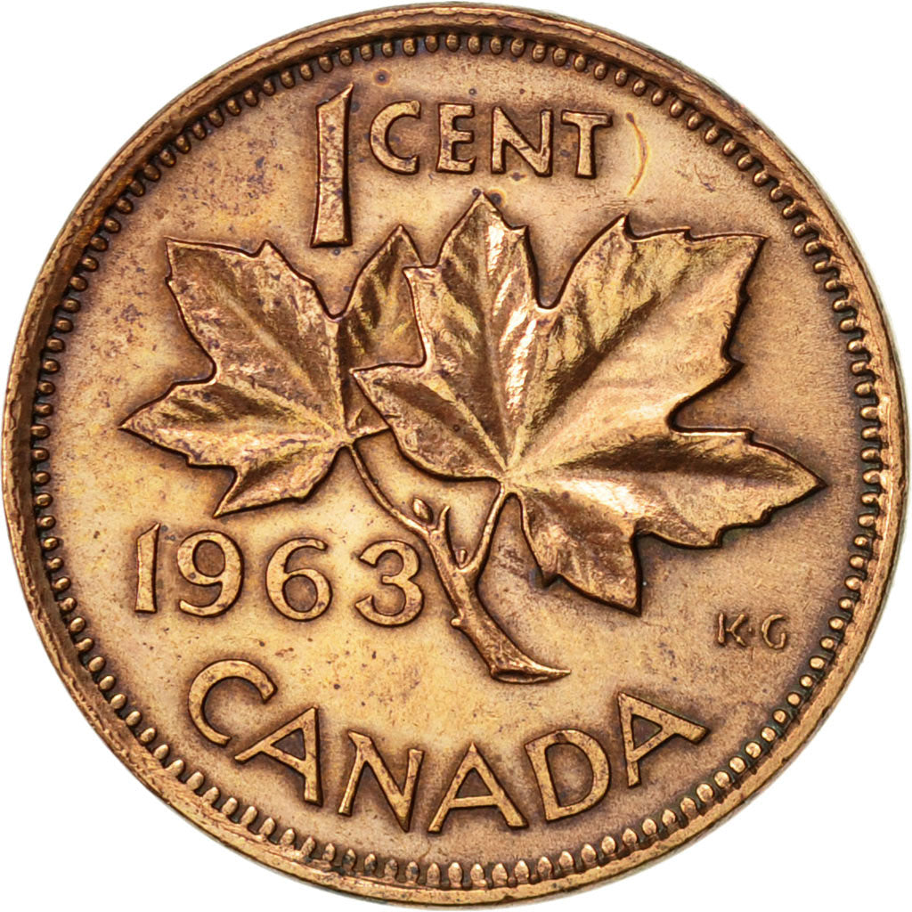 Coin, Canada, Elizabeth II, Cent, 1963, Royal Canadian Mint, Ottawa, AU(50-53)