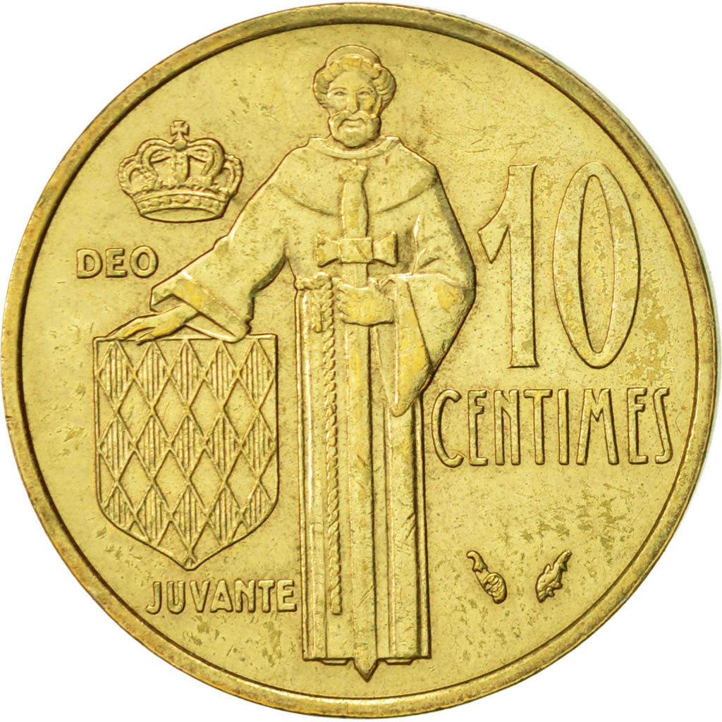 Monaco, Rainier III, 10 Centimes, 1975, AU(55-58), Aluminum-Bronze, KM:142