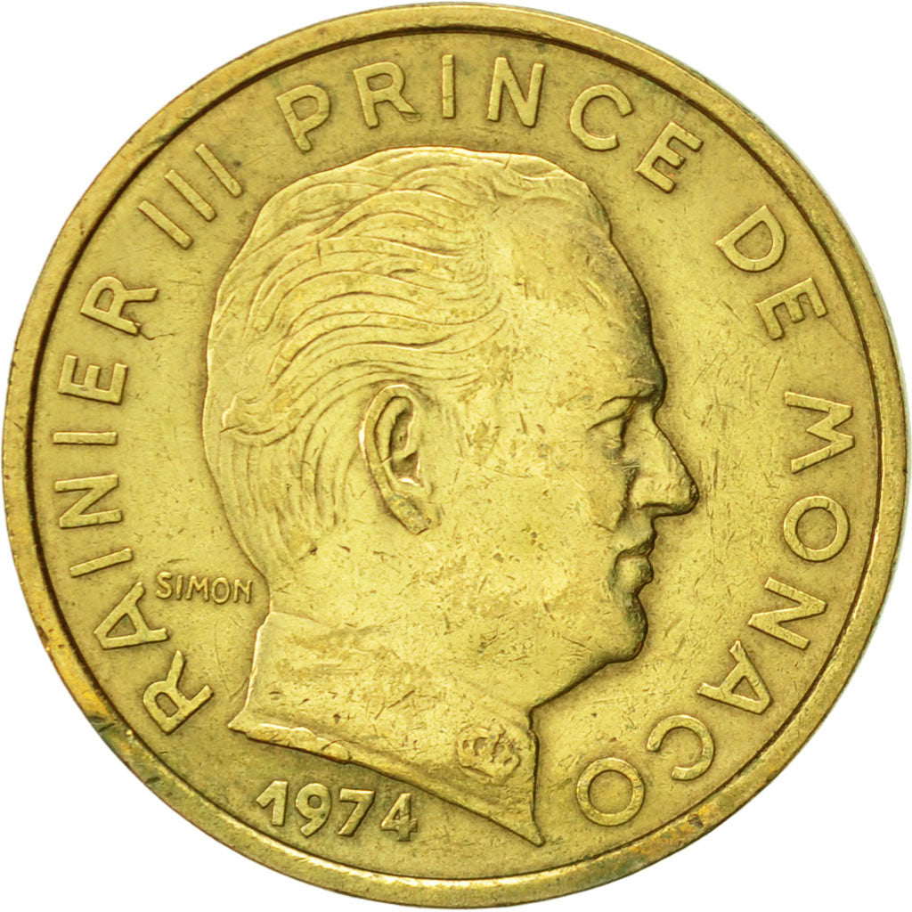 Coin, Monaco, Rainier III, 10 Centimes, 1974, AU(55-58), Aluminum-Bronze