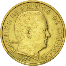 Munten, Monaco, Rainier III, 10 Centimes, 1974, PR, Aluminum-Bronze, KM:142