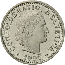 Switzerland, 20 Rappen, 1990, Bern, AU(55-58), Copper-nickel, KM:29a