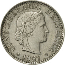 Coin, Switzerland, 20 Rappen, 1957, Bern, AU(55-58), Copper-nickel, KM:29a
