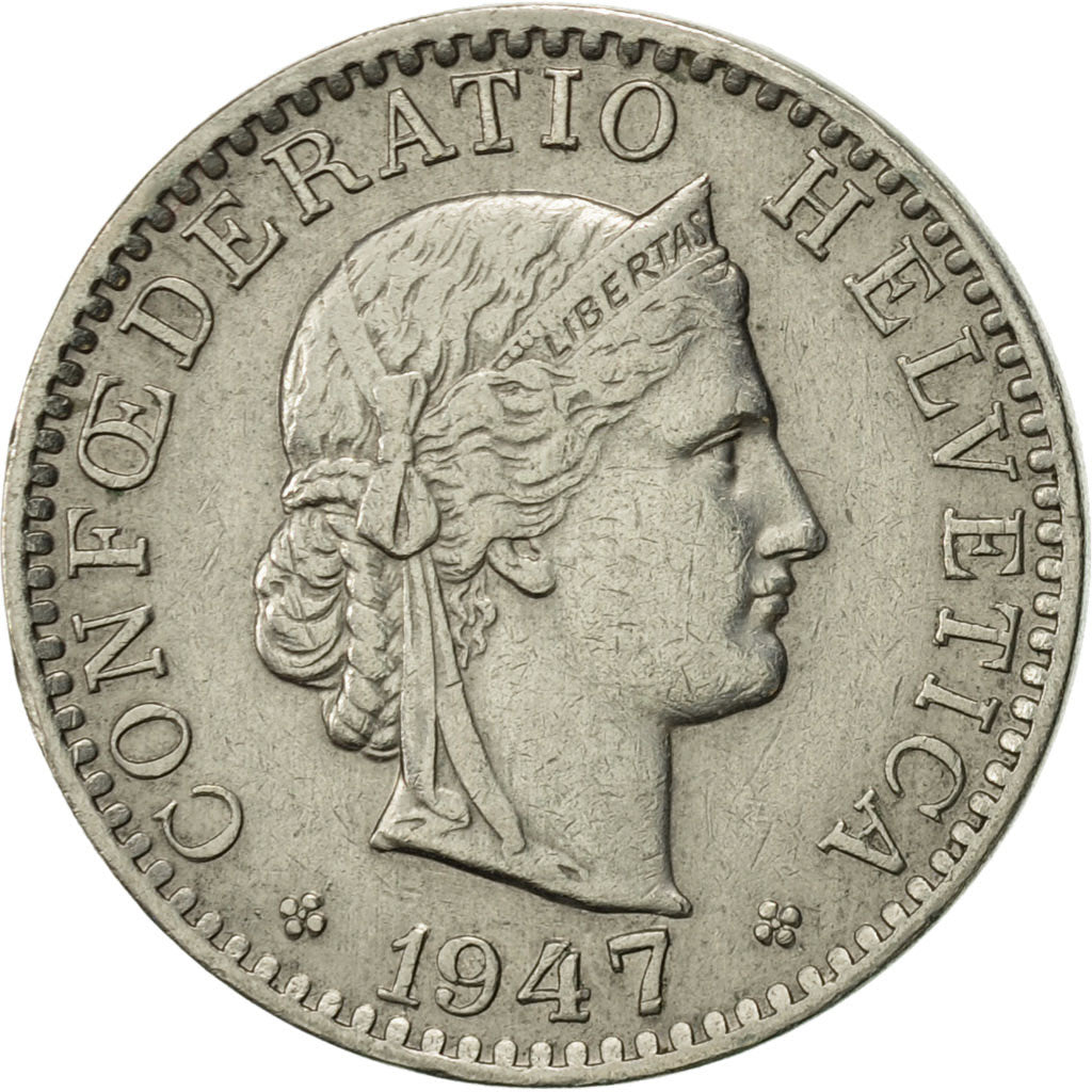 Moneta, Svizzera, 20 Rappen, 1947, Bern, SPL-, Rame-nichel, KM:29a