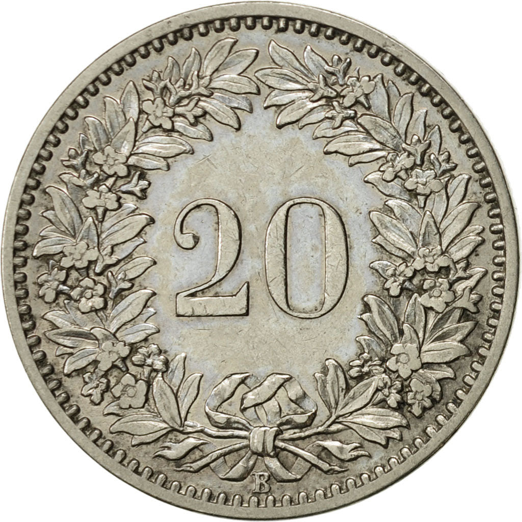 Münze, Schweiz, 20 Rappen, 1884, Bern, VZ, Nickel, KM:29