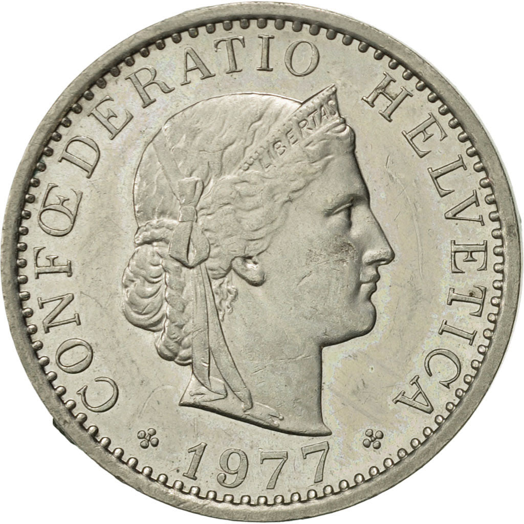 Coin, Switzerland, 20 Rappen, 1977, Bern, AU(55-58), Copper-nickel, KM:29a