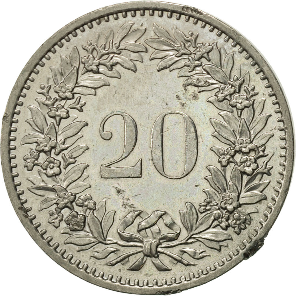 Coin, Switzerland, 20 Rappen, 1977, Bern, AU(55-58), Copper-nickel, KM:29a