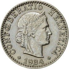 Coin, Switzerland, 20 Rappen, 1934, Bern, AU(55-58), Nickel, KM:29