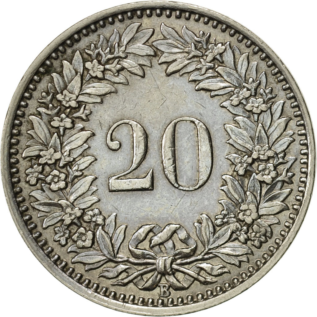 Coin, Switzerland, 20 Rappen, 1934, Bern, AU(55-58), Nickel, KM:29