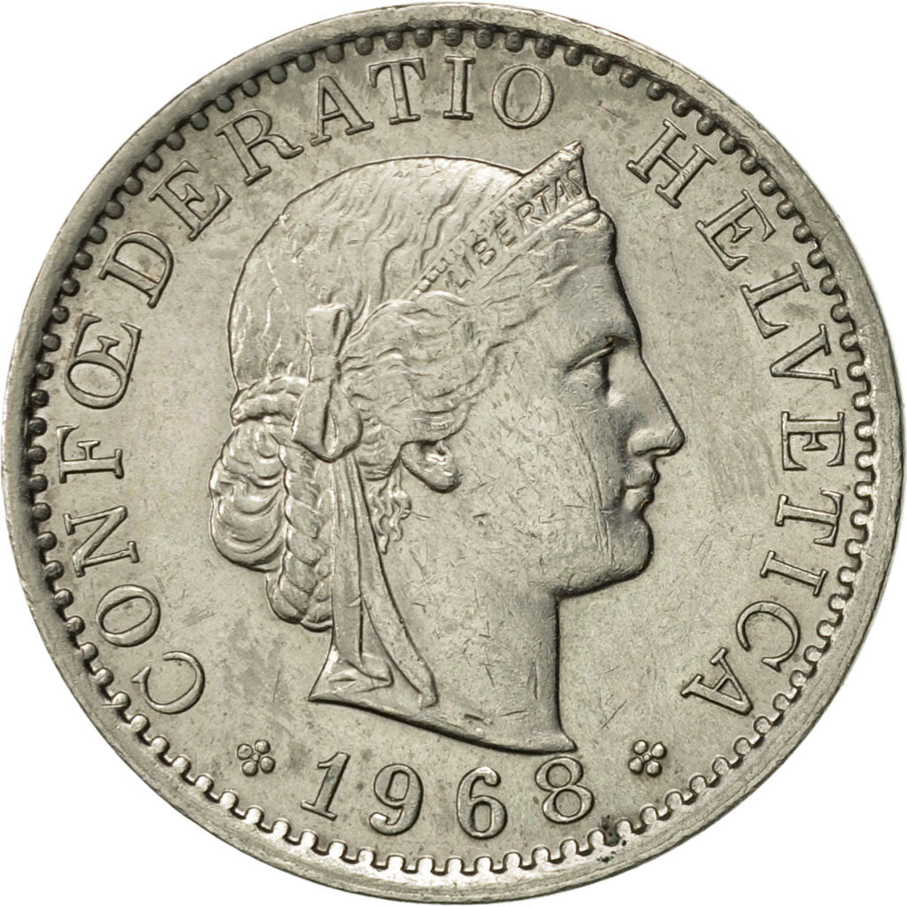 Coin, Switzerland, 20 Rappen, 1968, Bern, AU(55-58), Copper-nickel, KM:29a