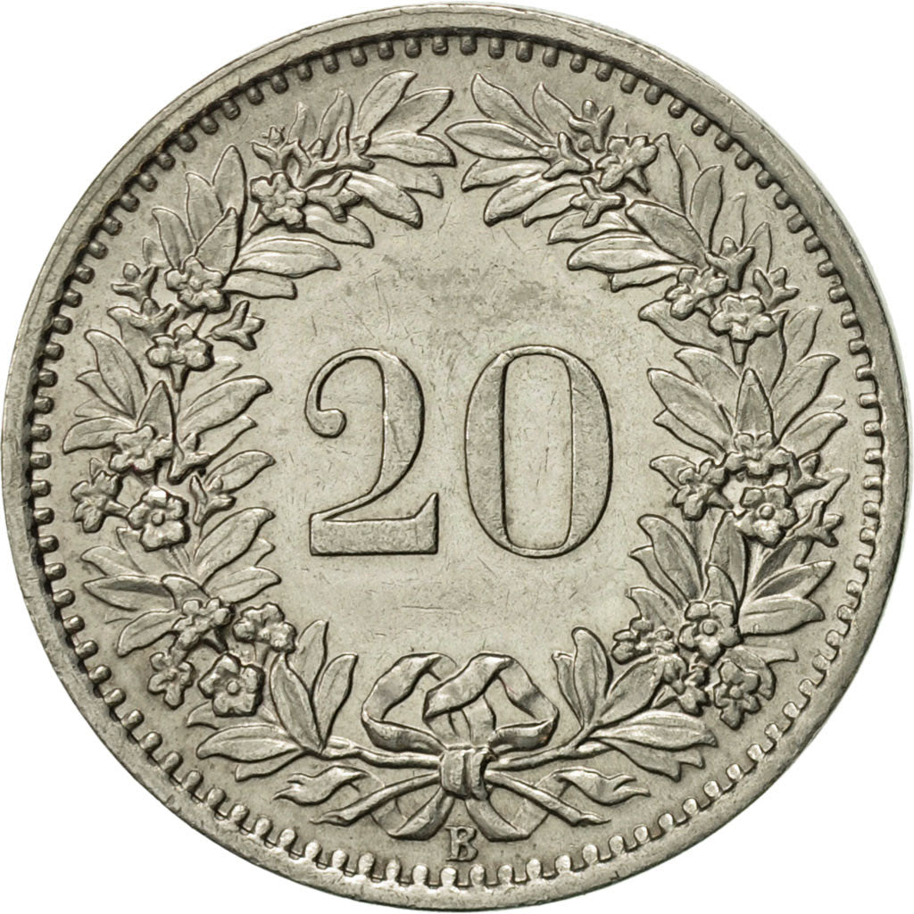 Coin, Switzerland, 20 Rappen, 1968, Bern, AU(55-58), Copper-nickel, KM:29a