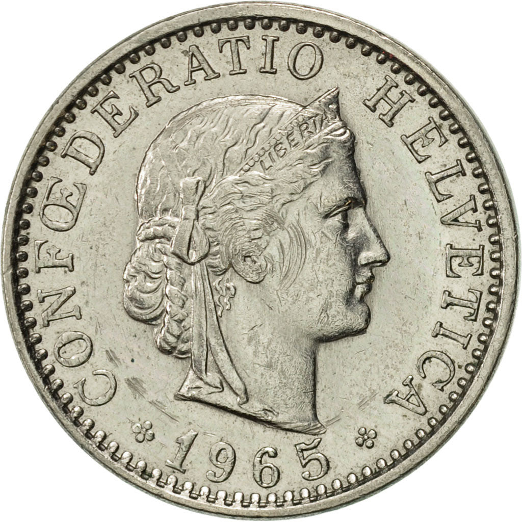 Coin, Switzerland, 20 Rappen, 1965, Bern, AU(55-58), Copper-nickel, KM:29a
