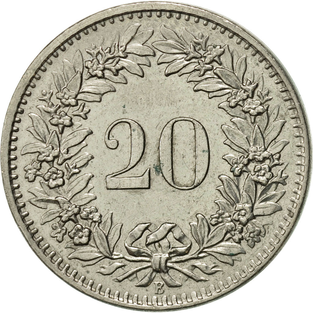 Coin, Switzerland, 20 Rappen, 1965, Bern, AU(55-58), Copper-nickel, KM:29a