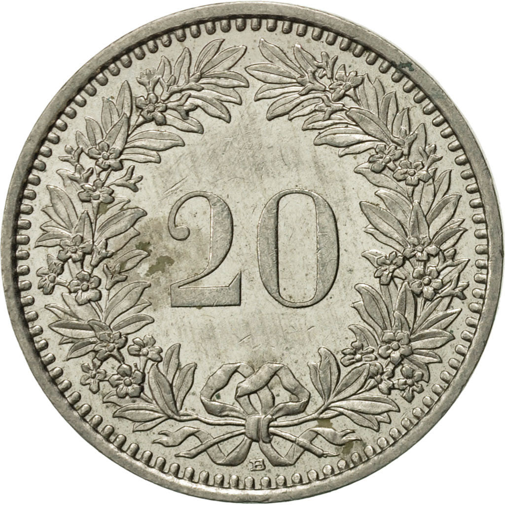 Coin, Switzerland, 20 Rappen, 1986, Bern, AU(55-58), Copper-nickel, KM:29a