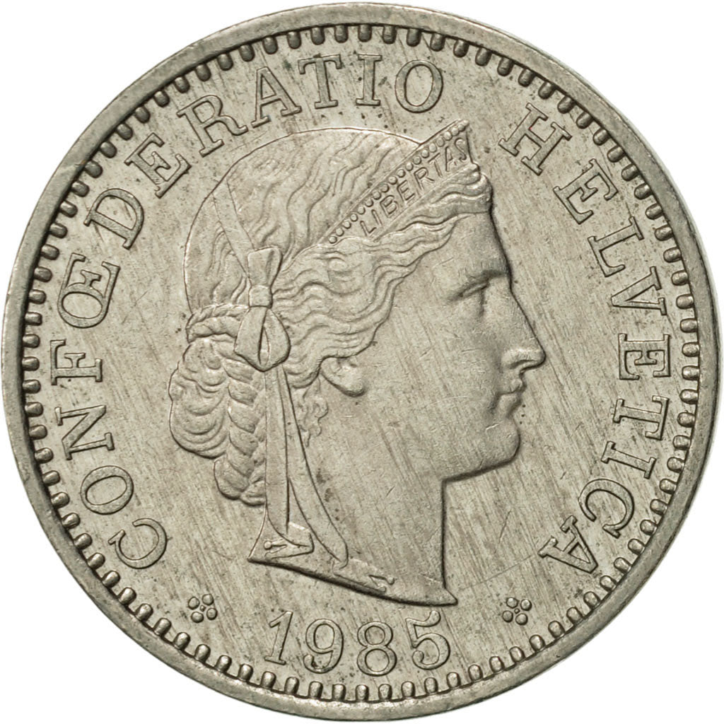 Coin, Switzerland, 20 Rappen, 1985, Bern, AU(55-58), Copper-nickel, KM:29a