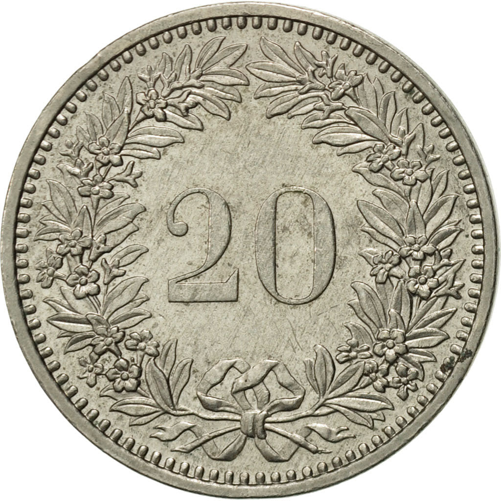 Coin, Switzerland, 20 Rappen, 1985, Bern, AU(55-58), Copper-nickel, KM:29a