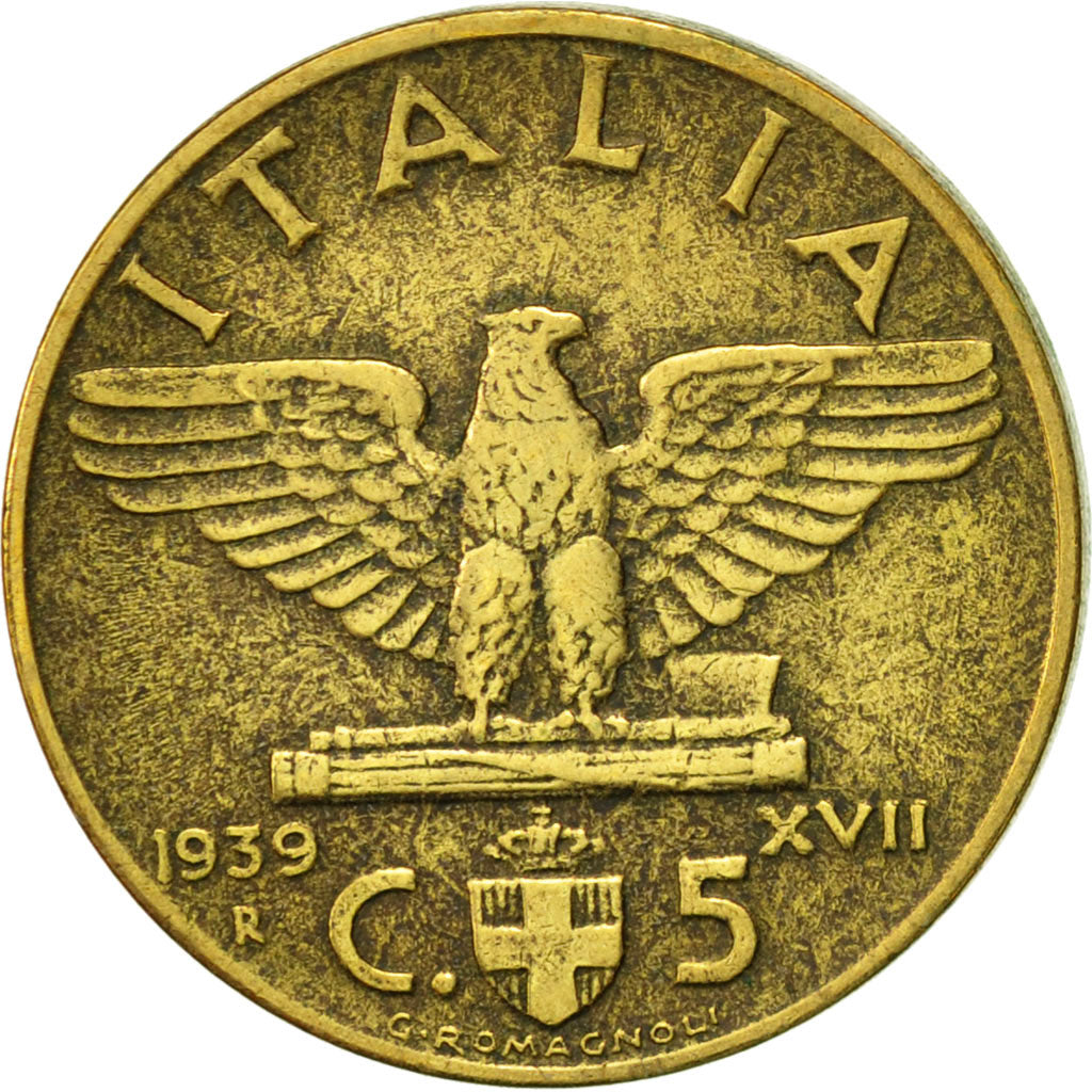 Italy, Vittorio Emanuele III, 5 Centesimi, 1939, Rome, AU(50-53)