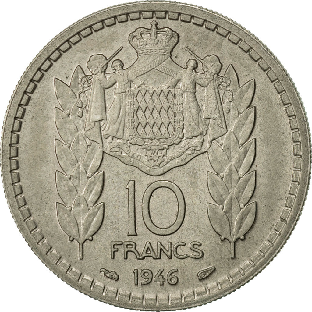 Moneta, Monaco, Louis II, 10 Francs, 1946, Poissy, SPL-, Rame-nichel, KM:123