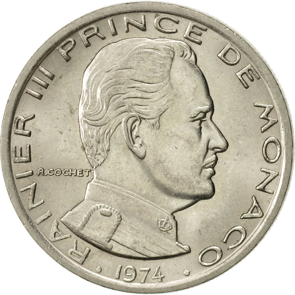 Coin, Monaco, Rainier III, Franc, 1974, AU(55-58), Nickel, KM:140, Gadoury:MC