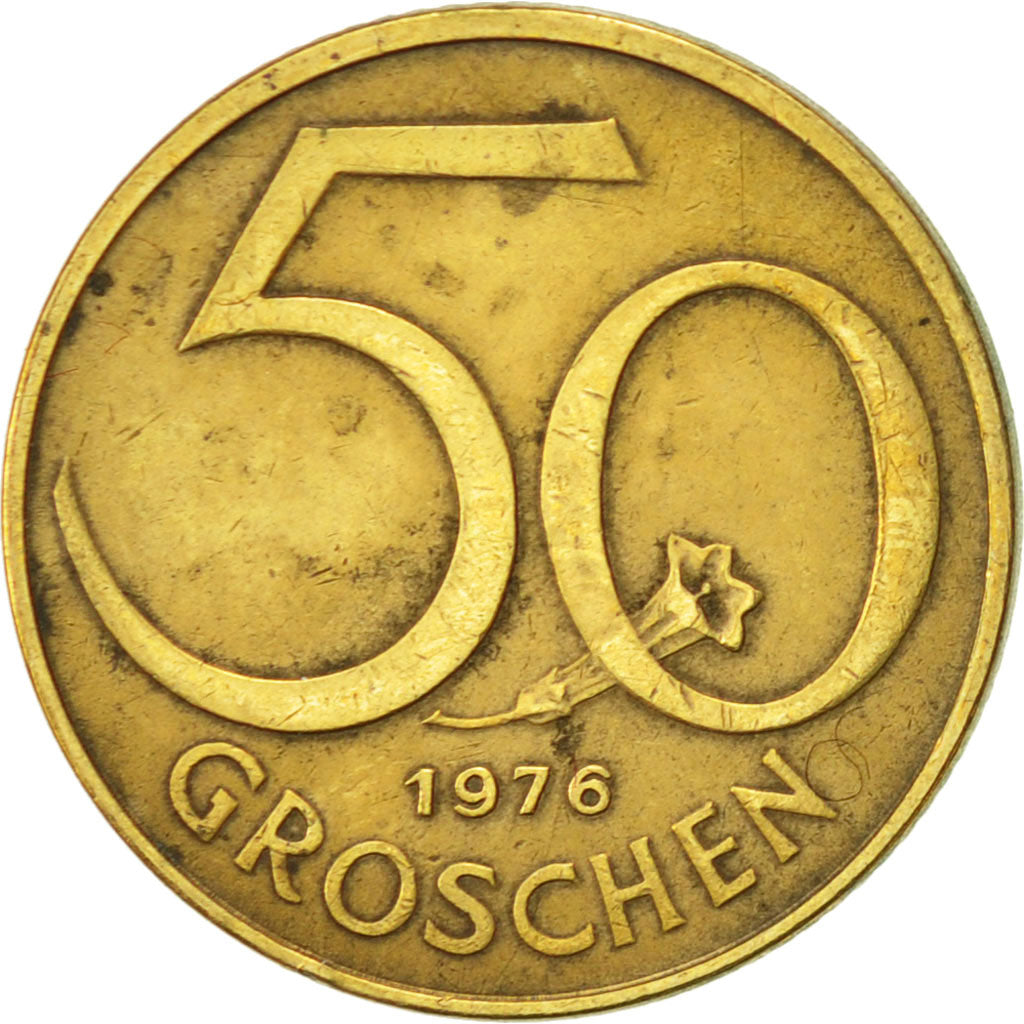 Coin, Austria, 50 Groschen, 1976, AU(50-53), Aluminum-Bronze, KM:2885