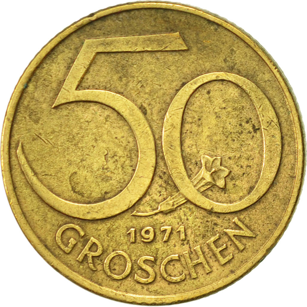 Coin, Austria, 50 Groschen, 1971, AU(50-53), Aluminum-Bronze, KM:2885