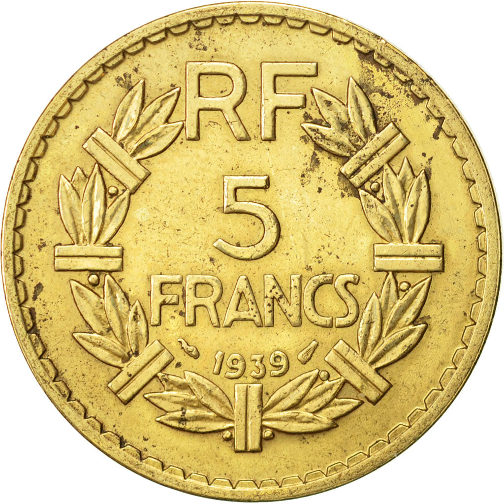 Francia, Lavrillier, 5 Francs, 1939, Paris, BB, Alluminio-bronzo, KM:888a.1