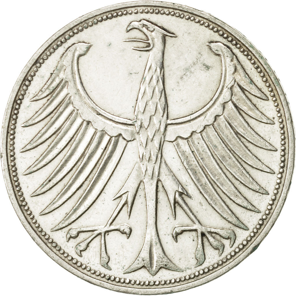 Coin, GERMANY - FEDERAL REPUBLIC, 5 Mark, 1968, Stuttgart, AU(55-58), Silver