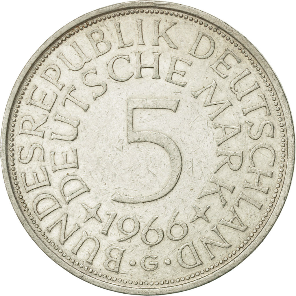 Münze, Bundesrepublik Deutschland, 5 Mark, 1966, Karlsruhe, VZ, Silber
