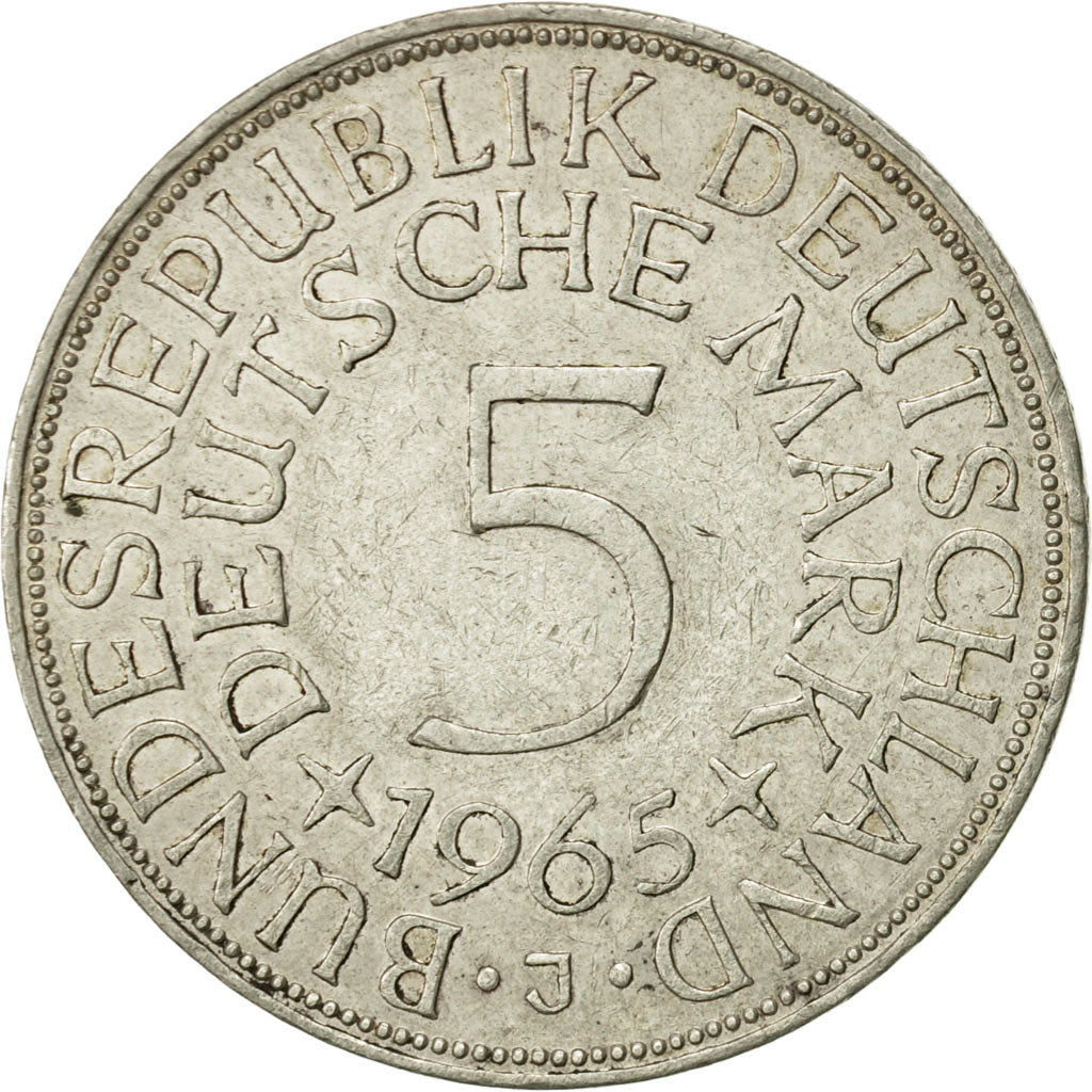 Coin, GERMANY - FEDERAL REPUBLIC, 5 Mark, 1965, Hambourg, AU(50-53), Silver