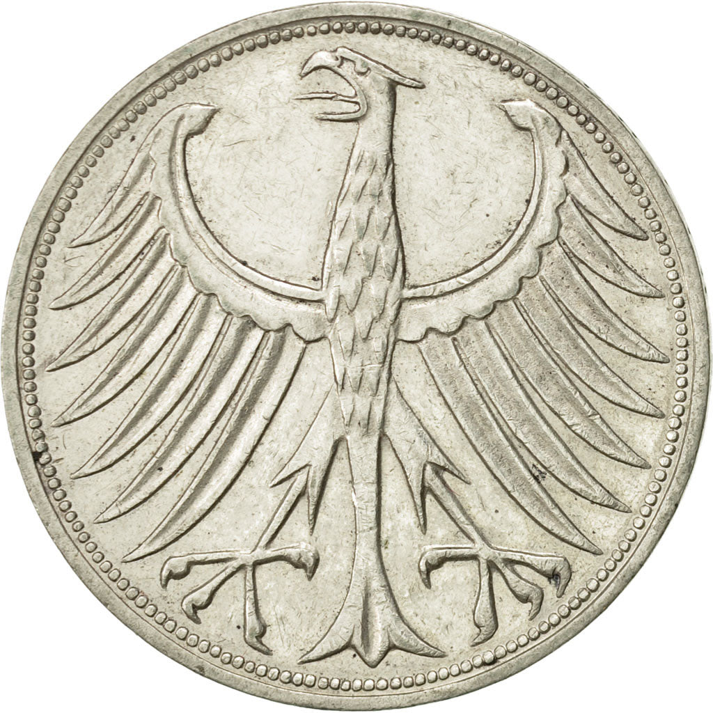 Coin, GERMANY - FEDERAL REPUBLIC, 5 Mark, 1967, Karlsruhe, AU(50-53), Silver