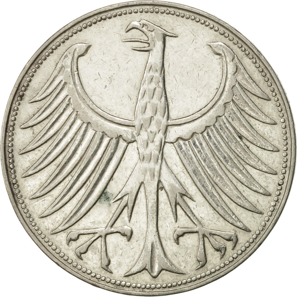 Coin, GERMANY - FEDERAL REPUBLIC, 5 Mark, 1956, Stuttgart, AU(50-53), Silver