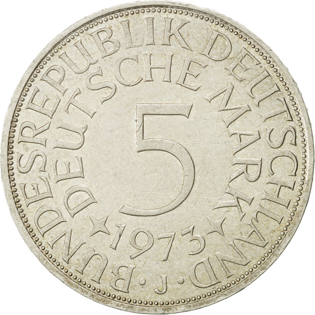 Coin, GERMANY - FEDERAL REPUBLIC, 5 Mark, 1973, Hambourg, AU(55-58), Silver