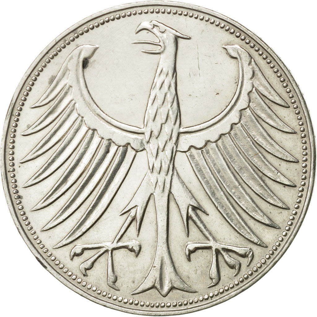 GERMANY - FEDERAL REPUBLIC, 5 Mark, 1960, Karlsruhe, AU(55-58), Silver, KM:112.1